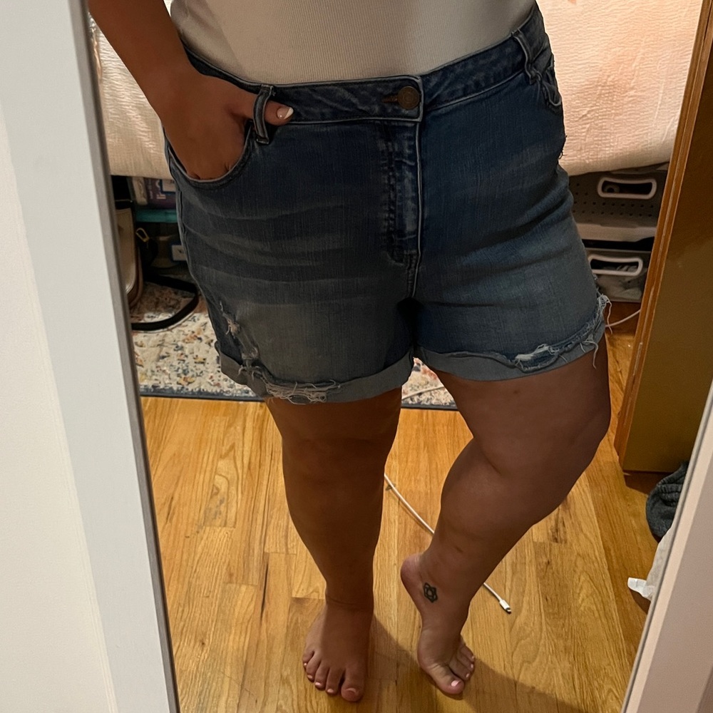 Distressed Denim Shorts